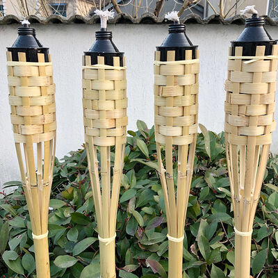 Tocha de Bambu Natural para Decoração de Festas no Jardim e Camping ao Ar Livre, Feita à Mão, Ecológica, Tocha de Fogo Impermeável
