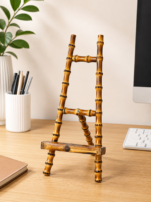 Suporte de mesa de bambu natural com função 3 em 1 para visualização viva-voz de tablet e livro