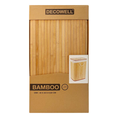 Cesto de roupa de bambu natural com forro de algodão. Cesto de roupas dobrável para armazenamento de quarto e banheiro
