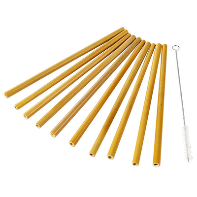 Palhas de bambu 19cm descartáveis de bambu naturais reusáveis para o cocktail do café