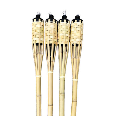 Tocha de bambu natural com mecha de fibra de vidro substituível - para festa no quintal, casamento, iluminação de passagem