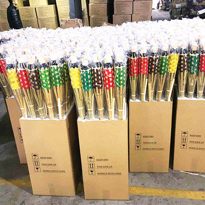 Tocha de bambu natural com mecha de fibra de vidro substituível - para festa no quintal, casamento, iluminação de passagem