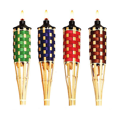 Tocha de bambu natural com mecha de fibra de vidro substituível - para festa no quintal, casamento, iluminação de passagem