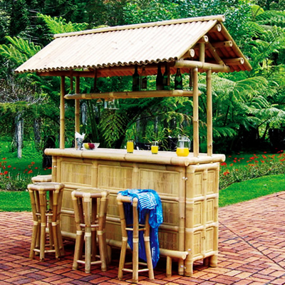Bambu Tiki Bar With Roof da altura de 220 Cm tamboretes de barra de bambu de 4 partes