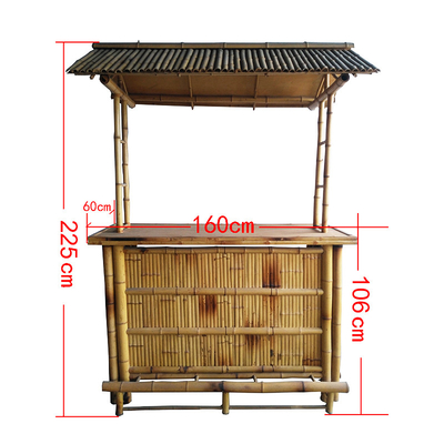 Bambu Tiki Bar With Roof da altura de 220 Cm tamboretes de barra de bambu de 4 partes