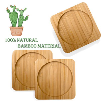 As pousas-copos de bambu de 6 blocos 9cm dão forma circularmente ao laser Logo Bar Home Cup Coasters