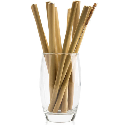 Degradable verde das palhas de bambu descartáveis naturais de 100% para o logotipo da etiqueta do laser das bebidas