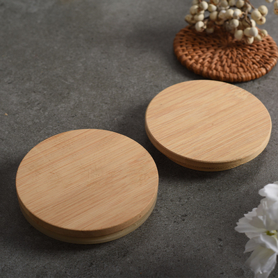 Tampas de bambu regulares do frasco de Mason Jar 70mm da boca com Straw Hole Reusable Jar Lids