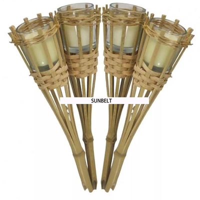 tochas de bambu do partido de Tiki Torch Hand Woven Bamboo do jardim de 115cm