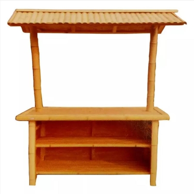 Cadeiras de bambu bebendo de Tiki Bar With Bottle Rack da praia de bambu com apoio traseiro