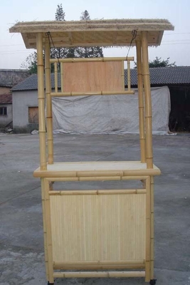 Partido Tiki Bar tropical de bambu da cabana 220x160cm com os tamboretes inferiores da prateleira do armário
