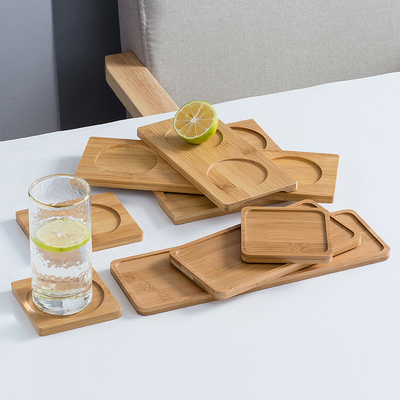 Tabela carbonizada impermeável Mat For Glass Cup do risco das pousas-copos de bambu vazias anti