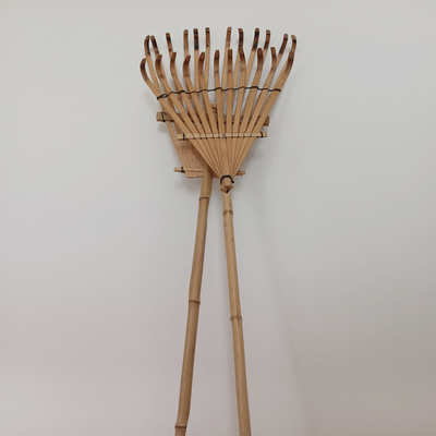 12 ancinho de bambu do dente 140cm feito a mão para o ancinho do gramado do jardim da folha da associação