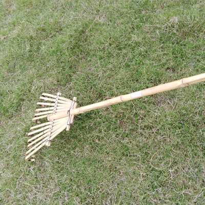 12 ancinho de bambu do dente 140cm feito a mão para o ancinho do gramado do jardim da folha da associação