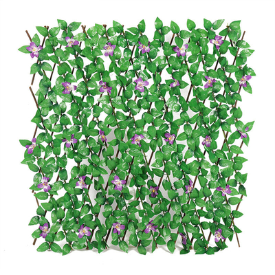 Planta verde plástica decorativa Mat Panel Artificial Leaves Fence para exterior