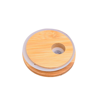 Silicone Ring Bamboo Airtight Lids Mouth Mason Jar Glass Beer Can largo com Straw Hole