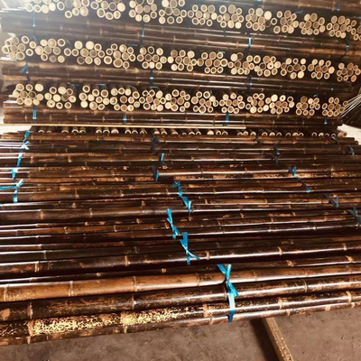 3 pés de Polos de bambu crus colam a pintura preta carbonizada natural 595cm para a decoração