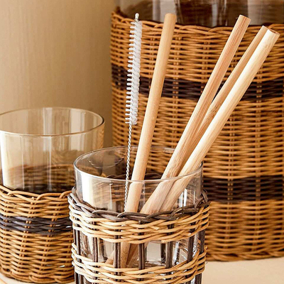 Palhas bebendo de bambu 20x0.8cm reusáveis amigáveis reusáveis de Eco com escova