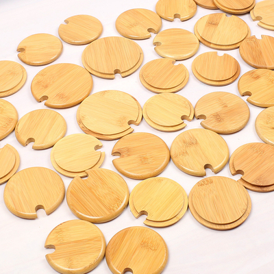 as tampas de bambu de 8.5cm escapam frascos da vela da prova com silicone colorido Ring Size Customized