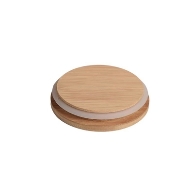 as tampas de bambu de 8.5cm escapam frascos da vela da prova com silicone colorido Ring Size Customized