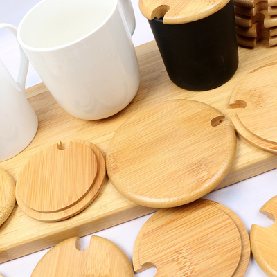 as tampas de bambu de 8.5cm escapam frascos da vela da prova com silicone colorido Ring Size Customized