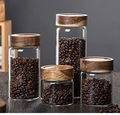 Tampas de colocação em latas reusáveis de bambu de madeira para o café das ervas do chá do armazenamento do cereal do alimento