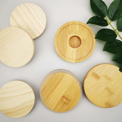 Tampa de bambu Leafproof do frasco do círculo do silicone para as tampas de vidro da cozinha do frasco do alimento do frasco do armazenamento