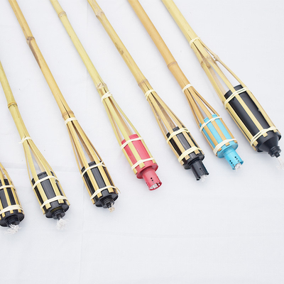 Cartucho de bambu do óleo do metal de Tiki Torches With Refillable Weaving da decoração de Dia das Bruxas