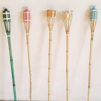 tochas de bambu do partido de Tiki Torch Hand Woven Bamboo do jardim de 115cm
