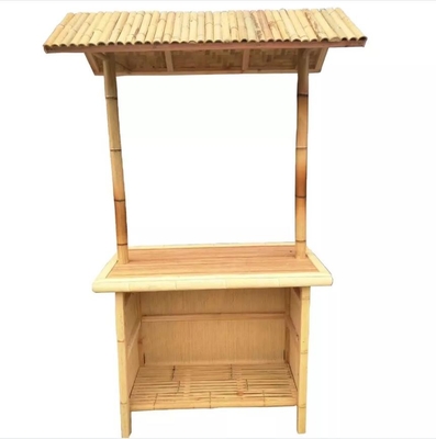 Cadeiras de bambu bebendo de Tiki Bar With Bottle Rack da praia de bambu com apoio traseiro