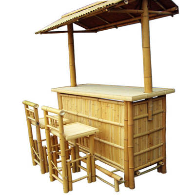 Cadeiras de bambu bebendo de Tiki Bar With Bottle Rack da praia de bambu com apoio traseiro