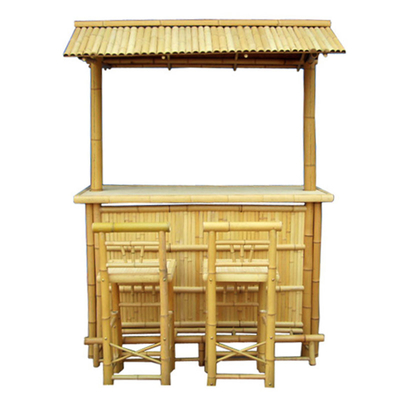 Cadeiras de bambu bebendo de Tiki Bar With Bottle Rack da praia de bambu com apoio traseiro