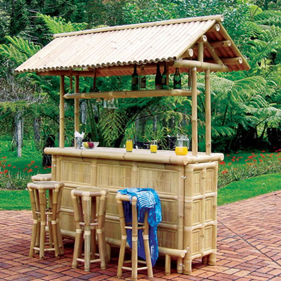 Tamborete de bambu de Tiki Bar 2 do entretenimento da praia 4 de bambu impermeáveis com apoio traseiro