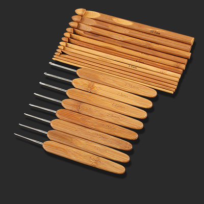 A agulha de crochê de bambu do punho ajustou acessórios costurando principais de aço inoxidável das agulhas de confecção de malhas