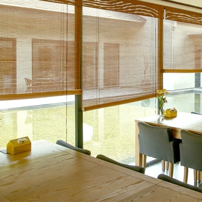 Umidade cega de bambu lisa natural do rolo e cortinas de bambu da prova do oídio