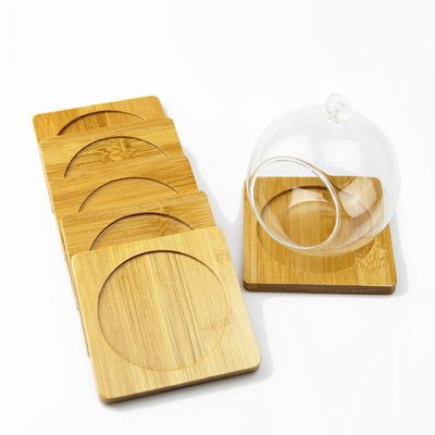 A placa de bambu natural de pouco peso das pousas-copos personalizou o teste padrão Logo For Cups do laser