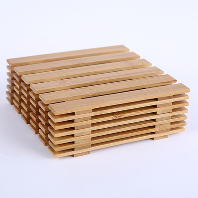 Pousas-copos de bambu personalizadas da placa que bebem o utensílio dos copos do teste padrão do laser das pousas-copos