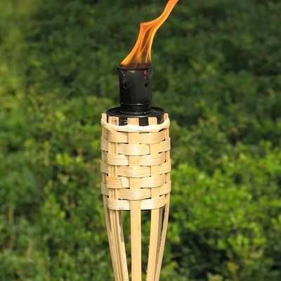 Bamboo natural Tiki Tocha Jardim brinquedo colorido Tocha de bambu para crianças e festas ao ar livre