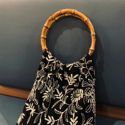 Bolsa de bambu redonda e semi-redonda com raiz de bambu para bolsa de mão de senhora