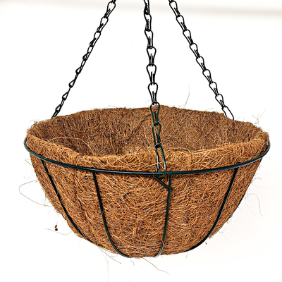 Planteiras de coco penduradas em ambientes exteriores Cestas de arame metálico com panelas penduradas de coco para plantas em ambientes internos