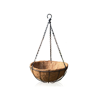 Planteiras de coco penduradas em ambientes exteriores Cestas de arame metálico com panelas penduradas de coco para plantas em ambientes internos
