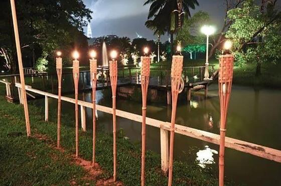 Tocha de Bambu Natural para Decoração de Festas no Jardim e Camping ao Ar Livre, Feita à Mão, Ecológica, Tocha de Fogo Impermeável