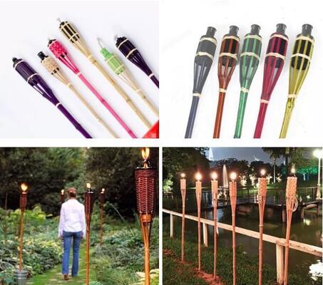 Tocha de Bambu Natural para Decoração de Festas no Jardim e Camping ao Ar Livre, Feita à Mão, Ecológica, Tocha de Fogo Impermeável