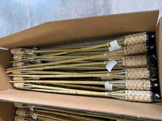 Tocha de bambu natural com mecha de fibra de vidro substituível - para festa no quintal, casamento, iluminação de passagem
