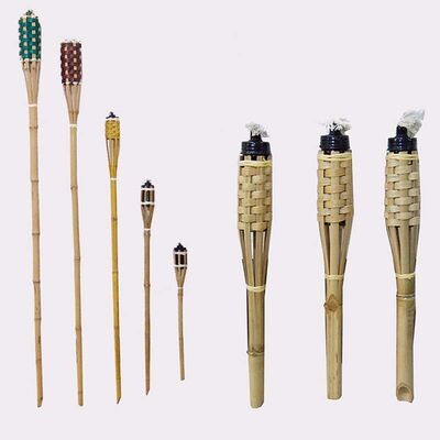 Tocha de bambu natural para acampamento ao ar livre, decoração de festa de jardim, tocha de fogo ecológica feita à mão