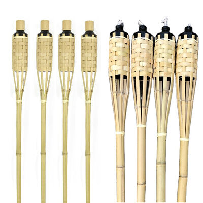 Tocha de bambu natural para acampamento ao ar livre, decoração de festa de jardim, tocha de fogo ecológica feita à mão