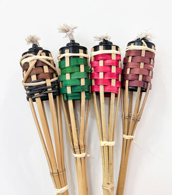 Tocha de bambu natural para acampamento ao ar livre, decoração de festa de jardim, tocha de fogo ecológica feita à mão