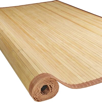 Tapete de piso de bambu feito à mão com mistura de poliéster durável e design tecido plano para sala de estar e entrada