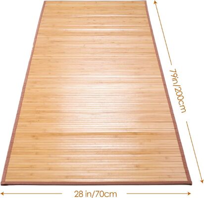 Tapete de piso de bambu feito à mão com mistura de poliéster durável e design tecido plano para sala de estar e entrada