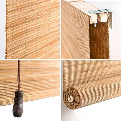 Cortinas de rolo de bambu ecológicas naturais, persianas de estilo romano para decoração de privacidade interna e externa